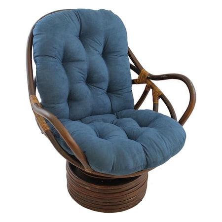 International Caravan Rattan Swivel Rocker with Micro Suede Cushion, Indigo 3310-MS-IN